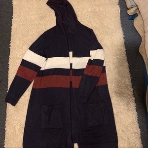Hoodie Knitted Long Sleeve Navy Cardigan